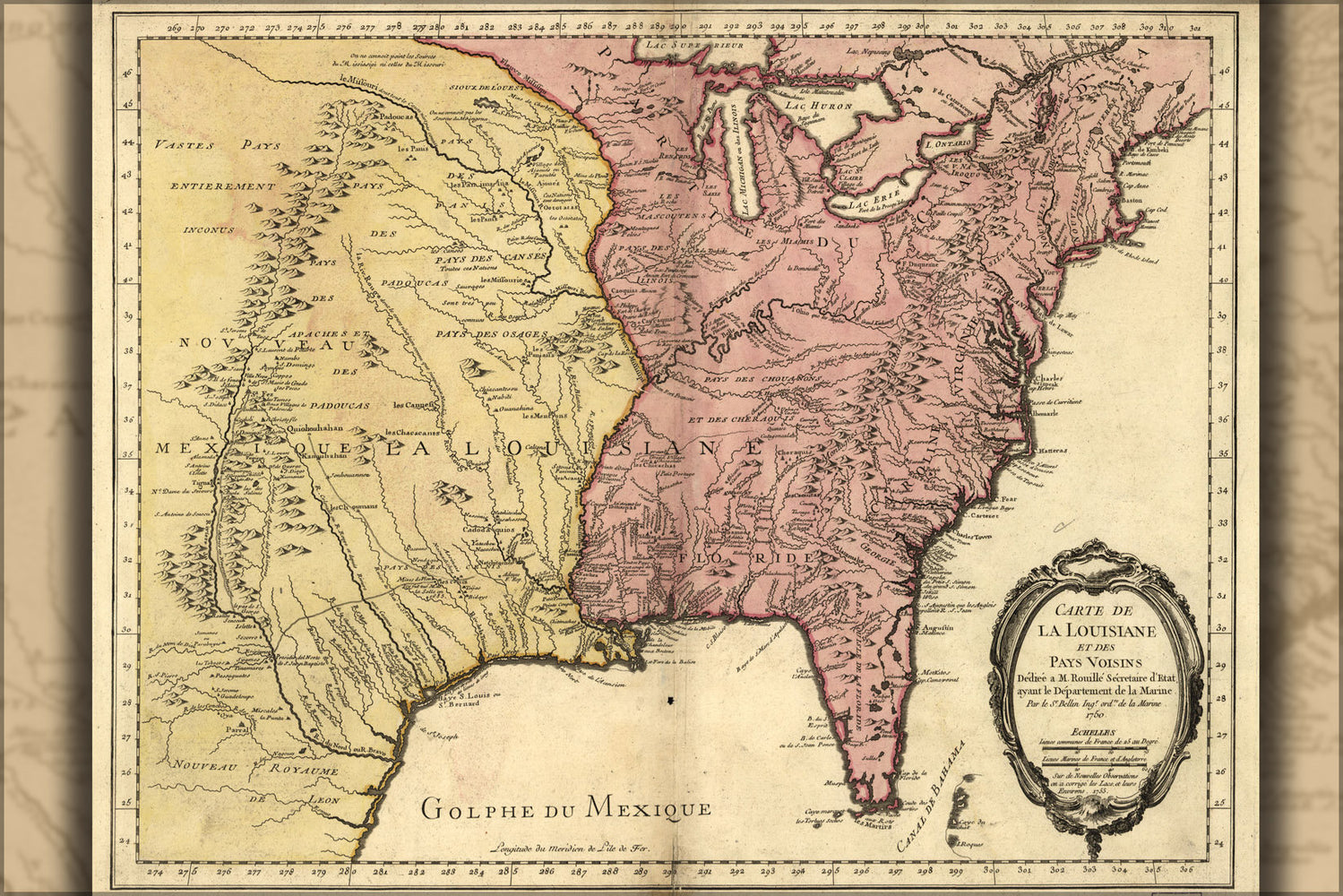 Poster, Many Sizes Available; Carte De La Louisiana Map 1763