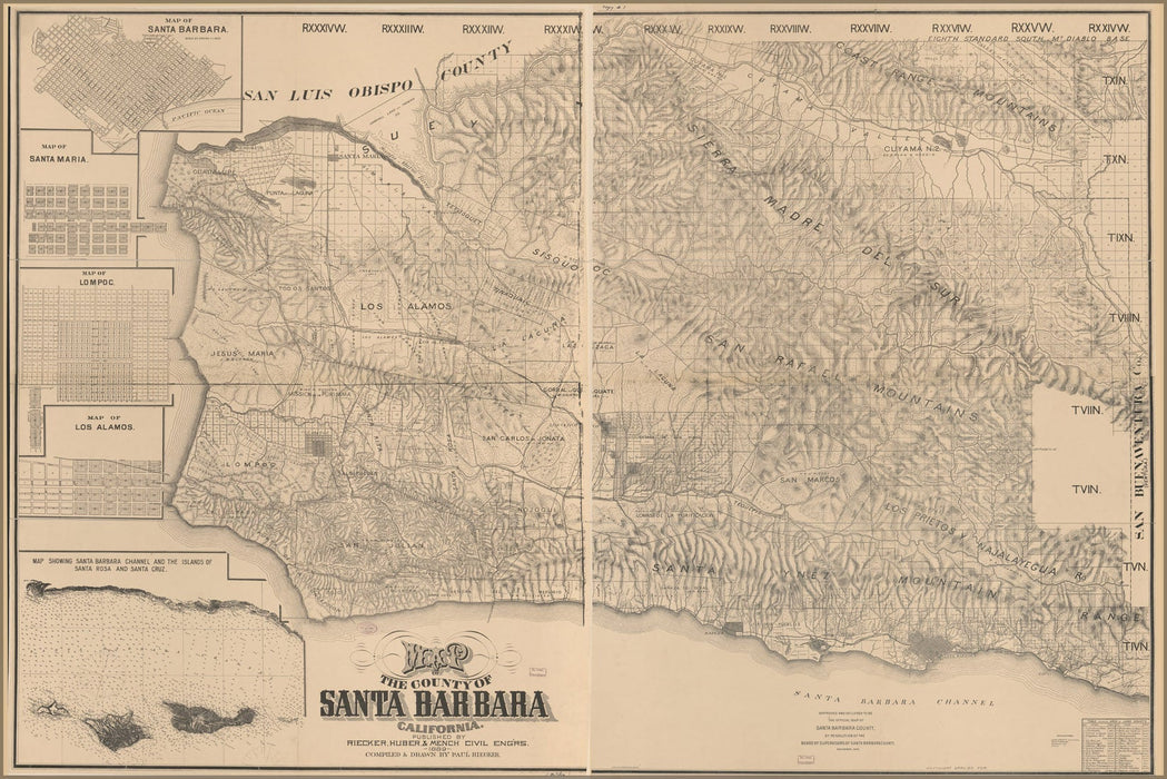 Poster, Many Sizes Available; Map Of County Of Santa Barbara, California 1889