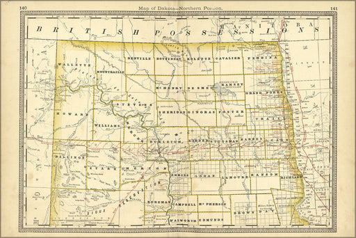 Poster, Many Sizes Available; Map Of North Dakota 1881