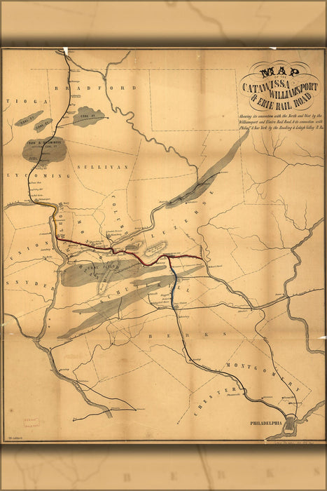 Poster, Many Sizes Available; Map Catawissa & Erie Railroad Pennsylvania 1856