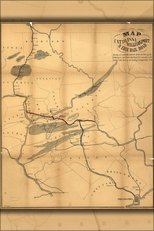 Poster, Many Sizes Available; Map Catawissa & Erie Railroad Pennsylvania 1856