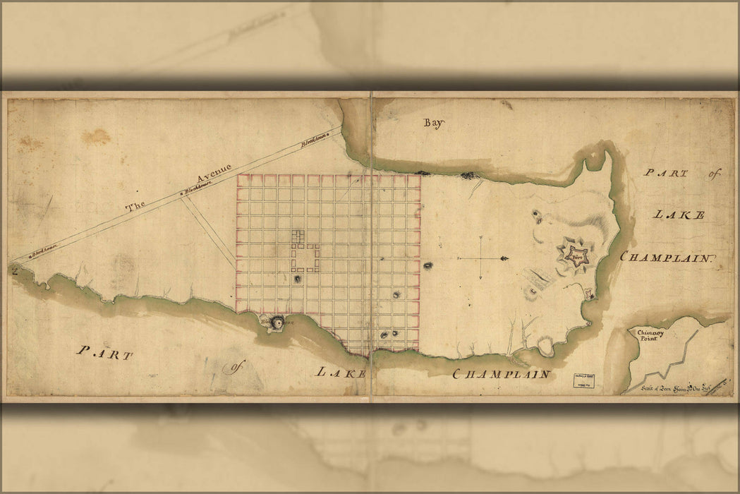 Poster, Many Sizes Available; Map Of Crown Point & Part Of Lake Champlain 1768