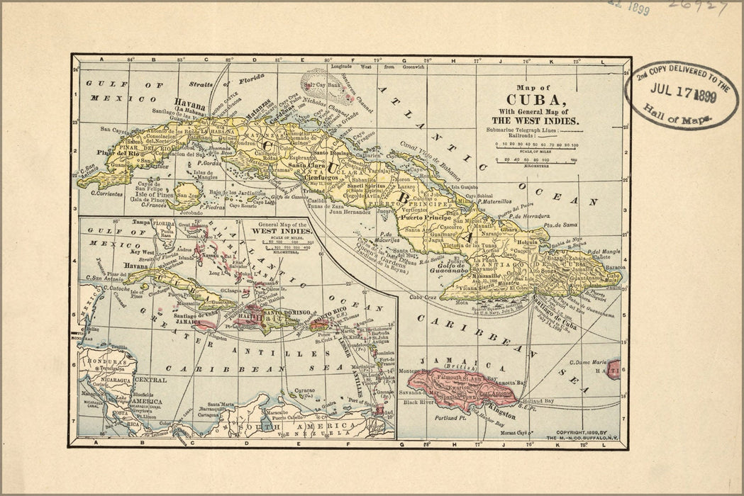 Poster, Many Sizes Available; Map Of Cuba & West Indies 1899