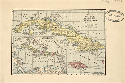 Poster, Many Sizes Available; Map Of Cuba & West Indies 1899