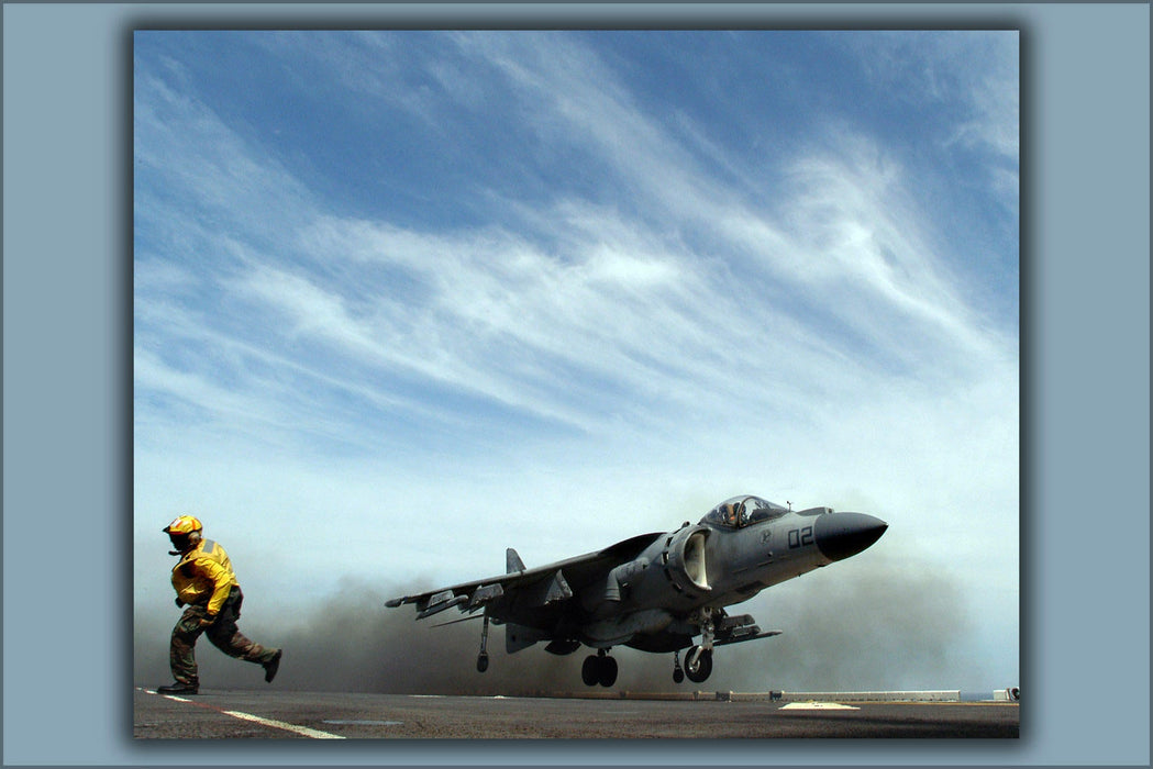 Poster, Many Sizes Available; Marine Corps Av-8B Harrier Ii Jump Jet Performs A Vertical Takeoff