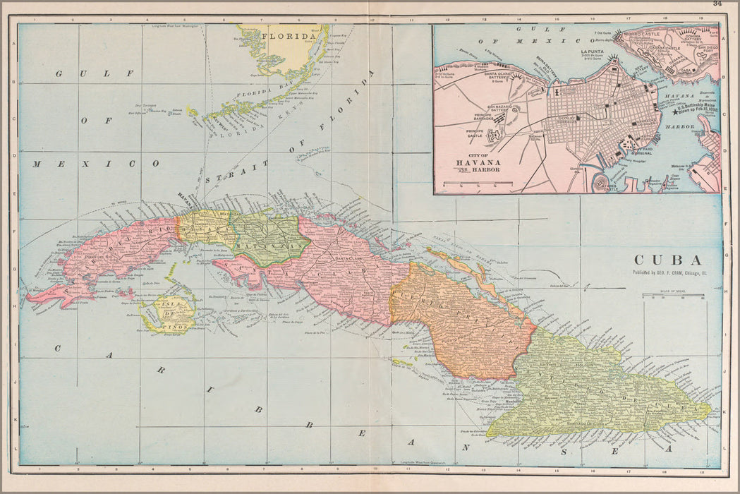 Poster, Many Sizes Available; Map Of Cuba 1901