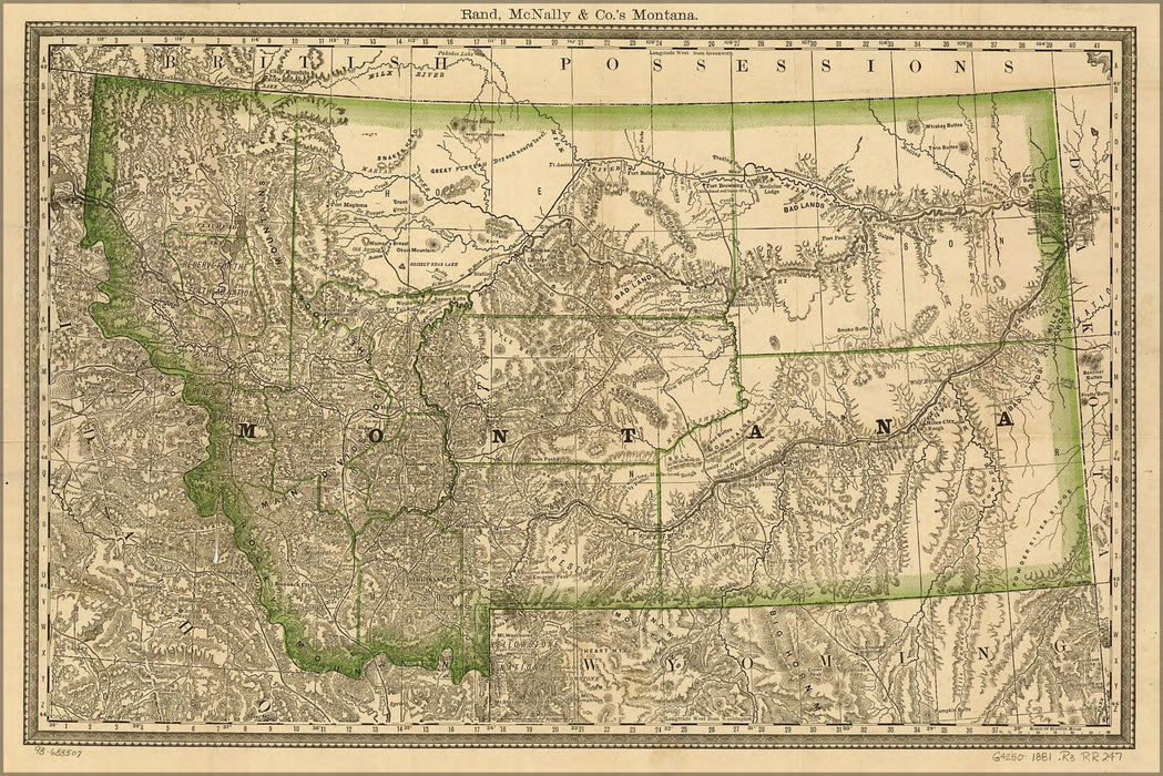 Poster, Many Sizes Available; County Map Of Montana 1881