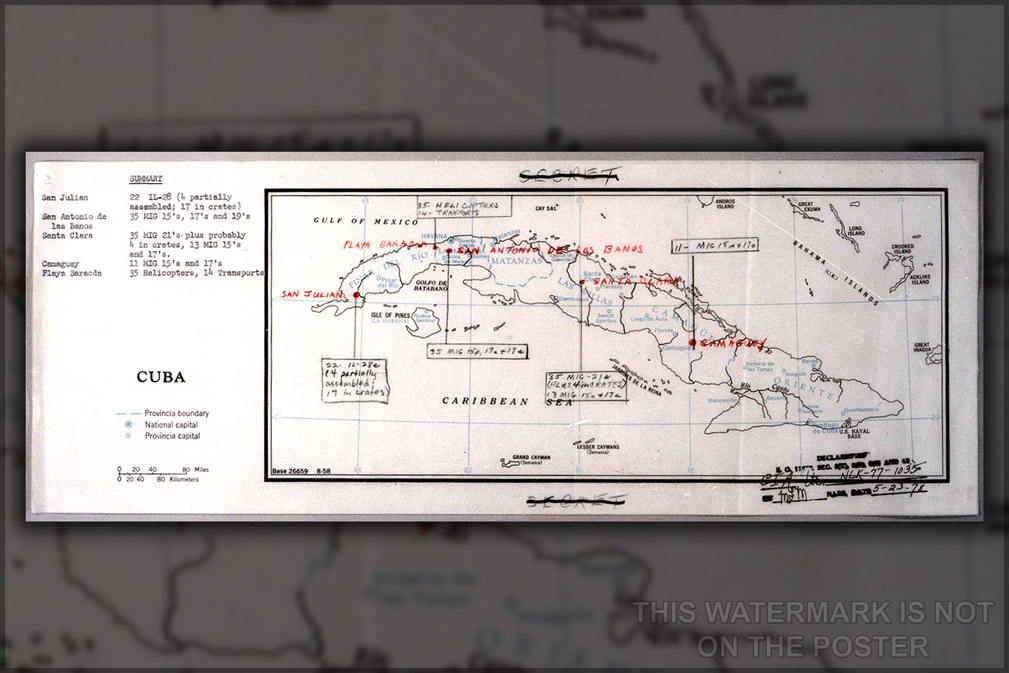 Poster, Many Sizes Available; Map Of Cuban Missile Locations, With A Partial Listing Of Soviet Military Equipment Cuban Missile Crisis