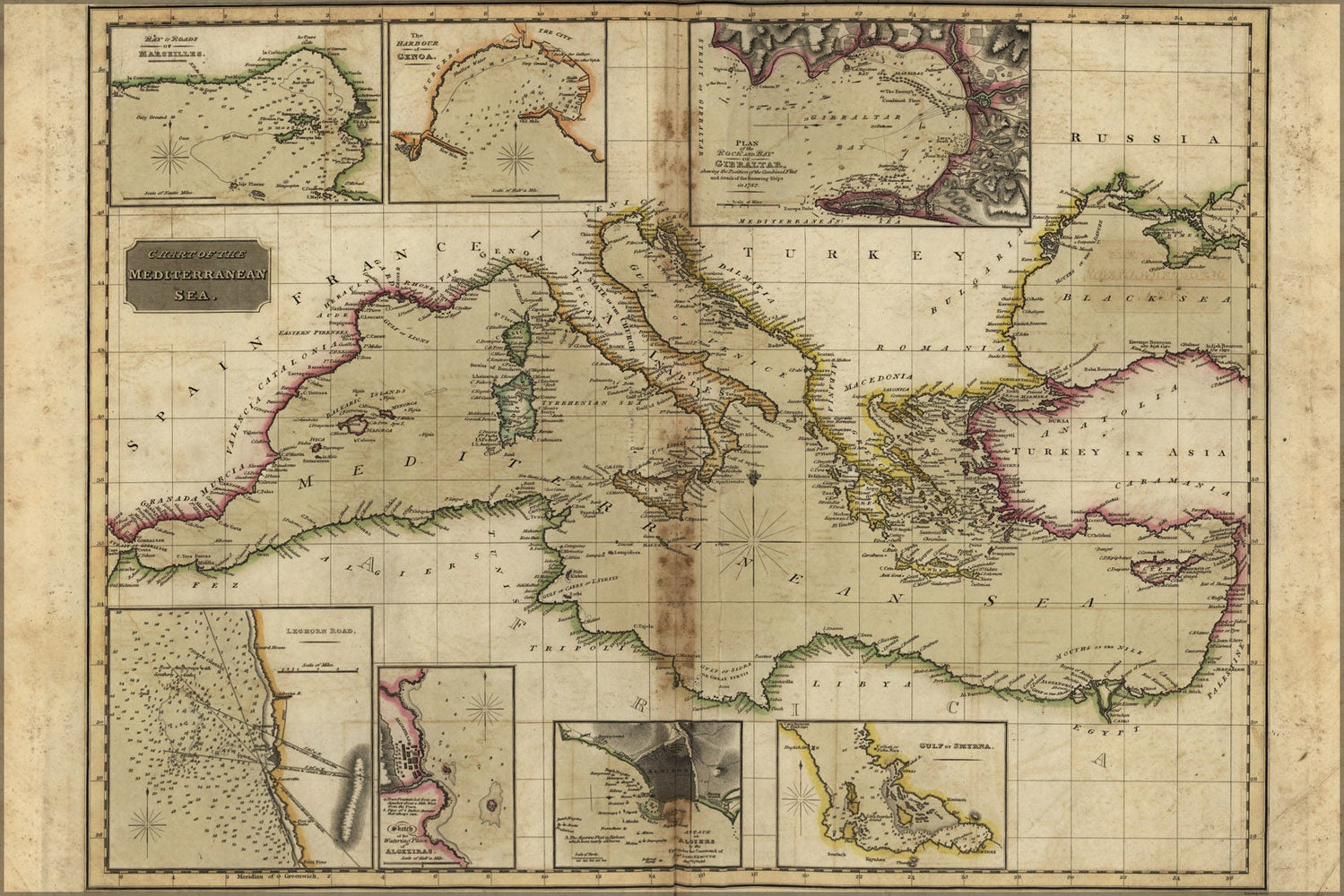 Poster, Many Sizes Available; Map Chart Of The Mediterranean Sea 1817