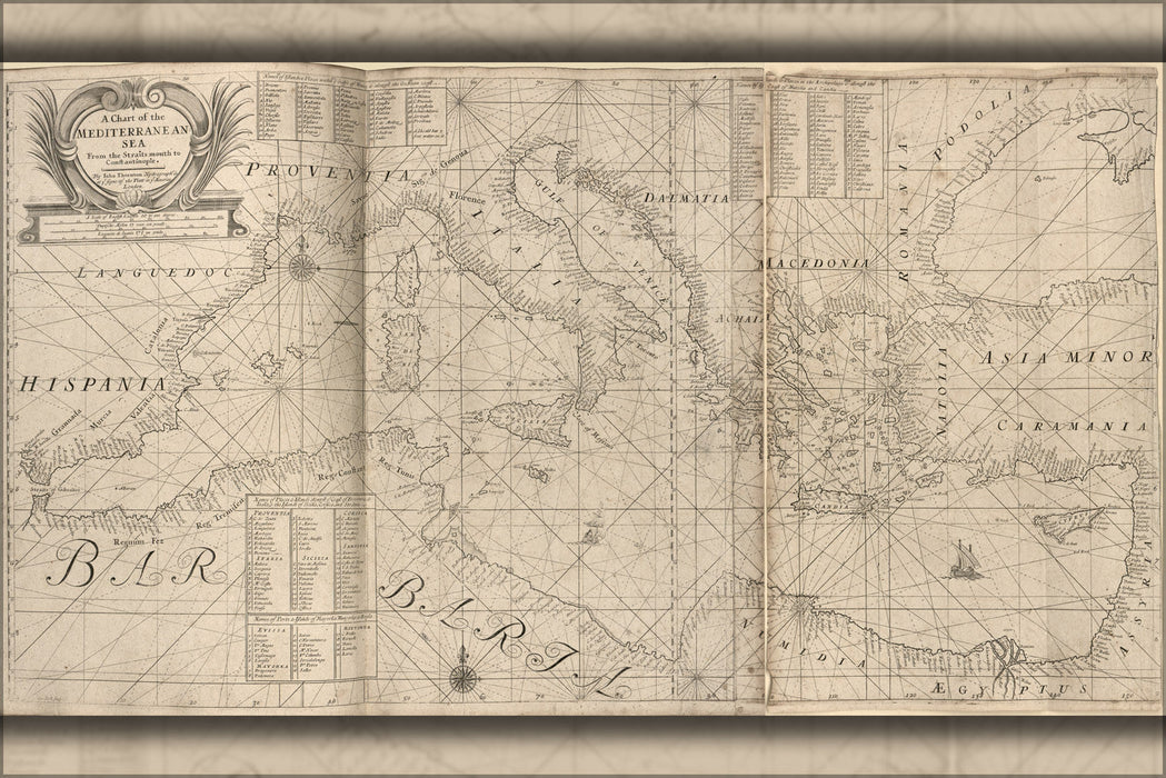 Poster, Many Sizes Available; Map Chart Of The Mediterranean Sea Italy Greece 1700