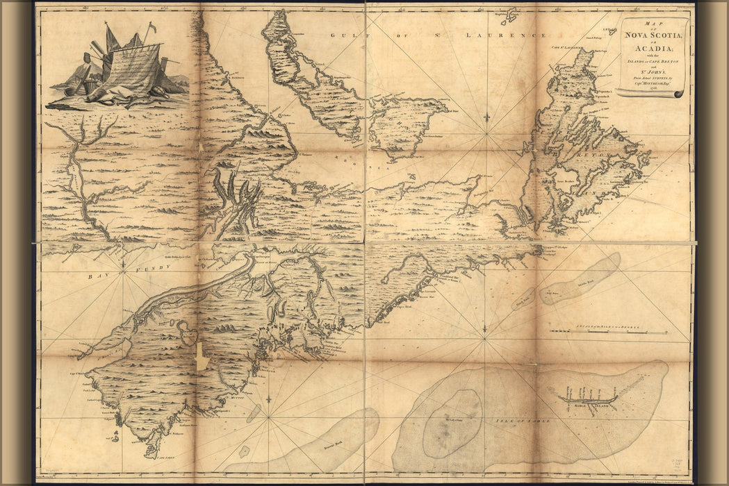 Poster, Many Sizes Available; Map Of Nova Scotia Cape Breton 1768 P1