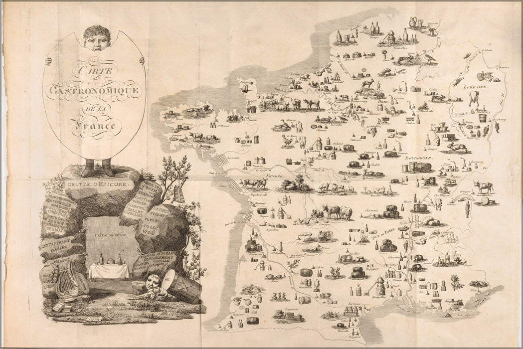 Poster, Many Sizes Available; Carte Gastronomique De La France French Cuisine Map 1809