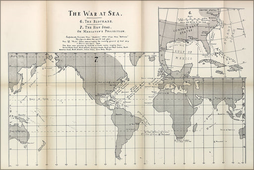 Poster, Many Sizes Available; American Civil War At Sea Map 1863