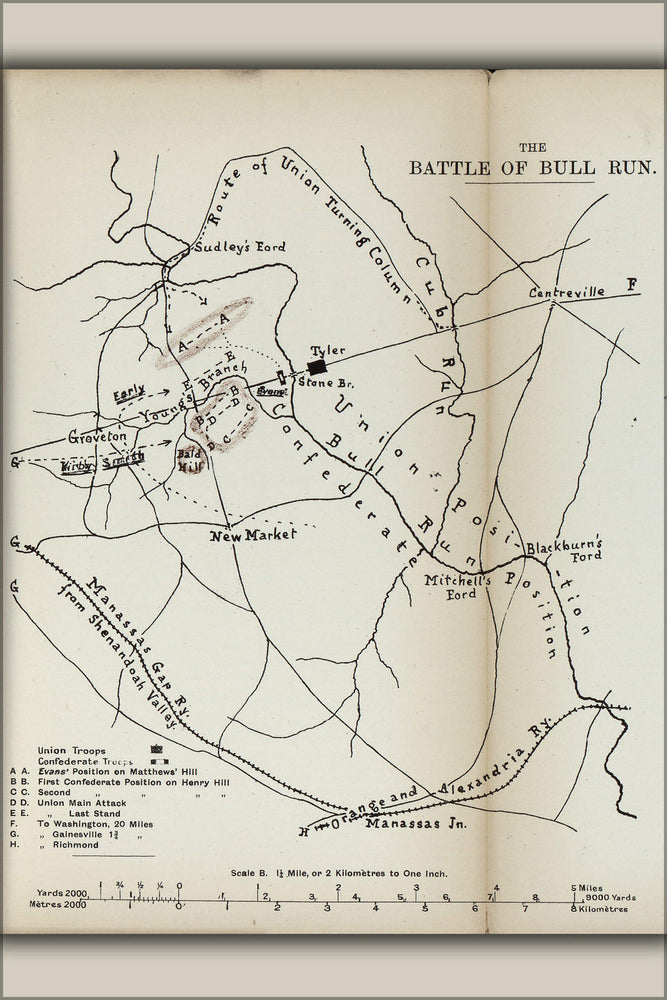 Poster, Many Sizes Available; American Civil War Map Battle Of Bull Run