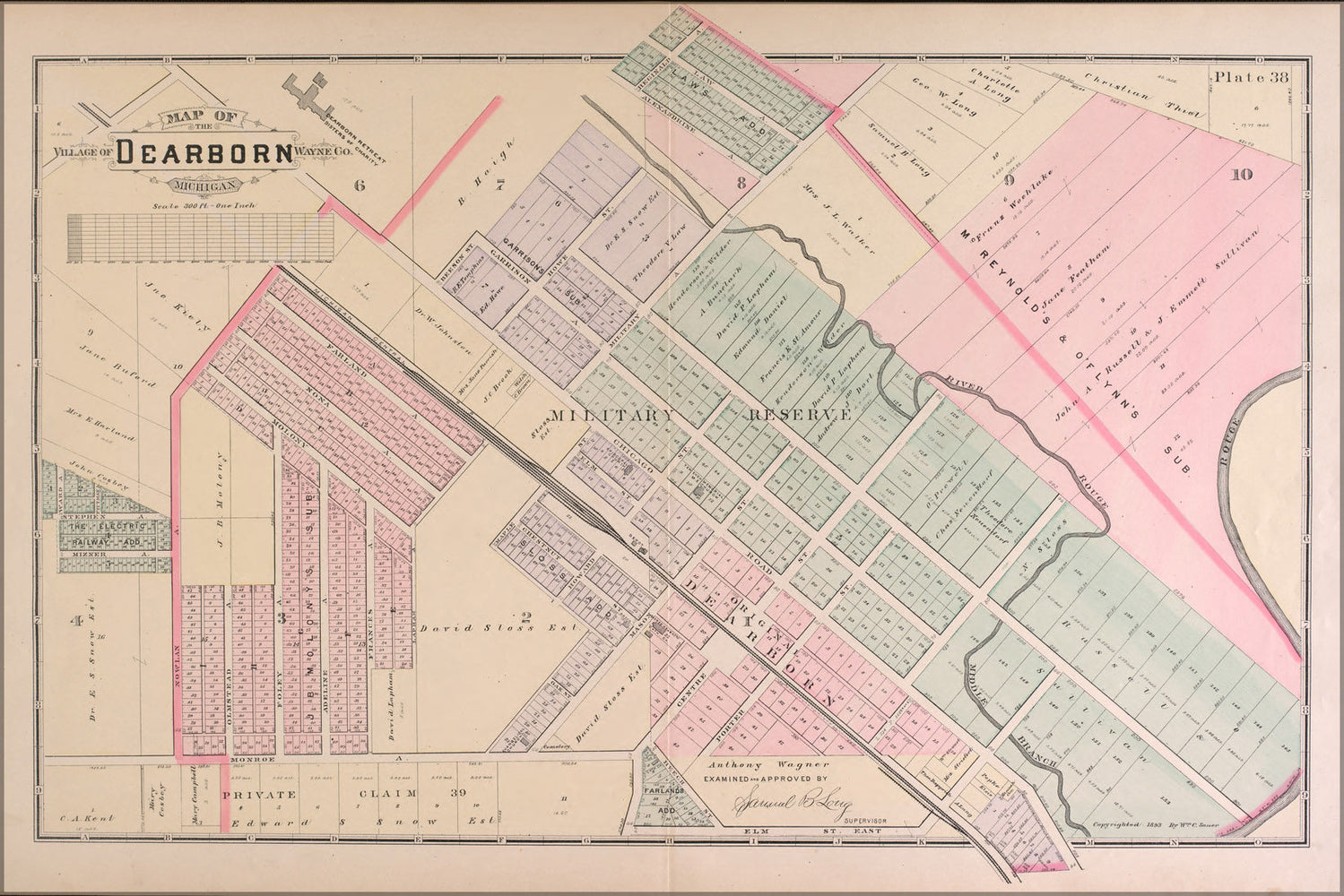 Poster, Many Sizes Available; Map Of Dearborn Michigan 1891