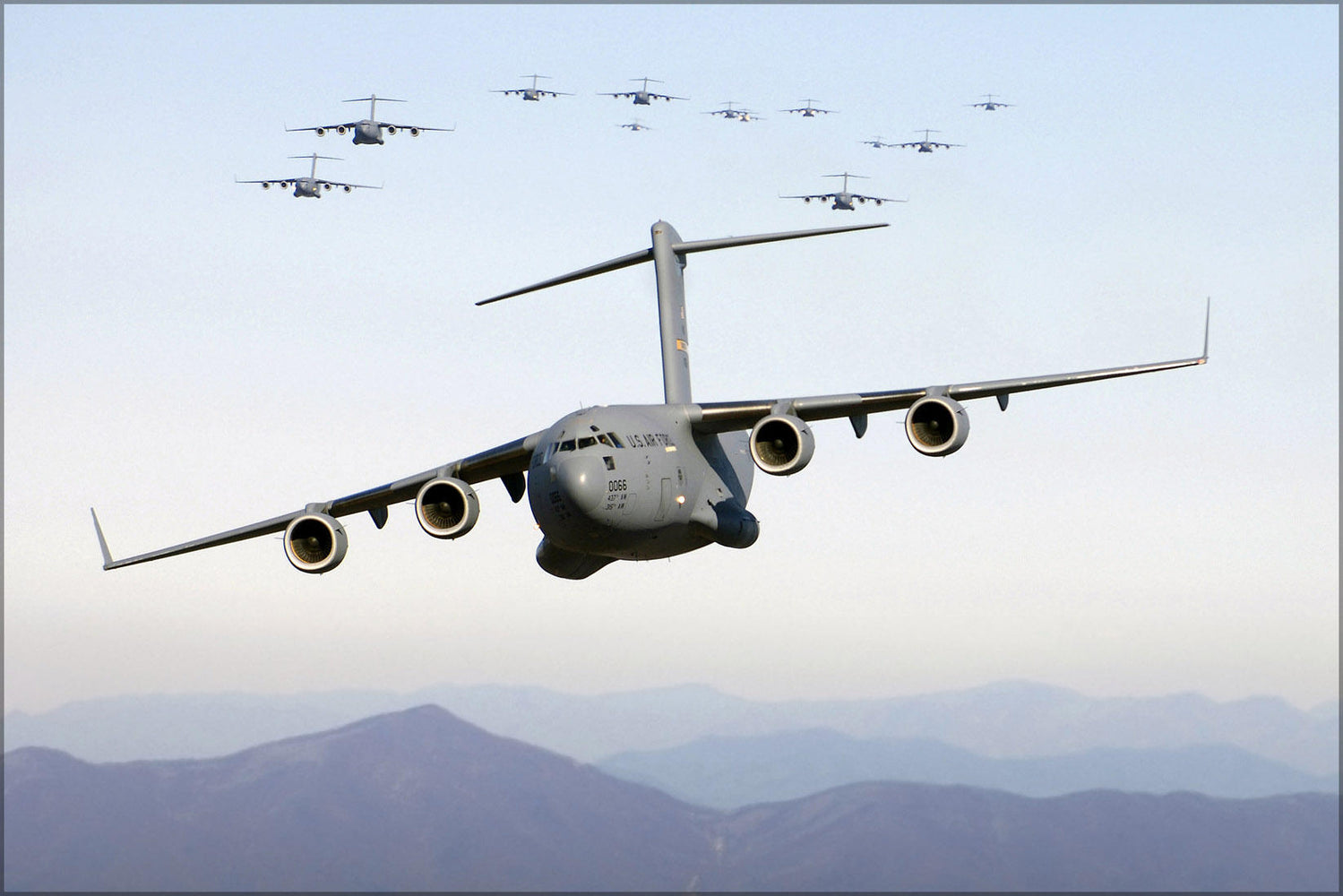 Poster, Many Sizes Available; Thirteen C-17 Globemaster Iii Over Blue Ridge Mountains