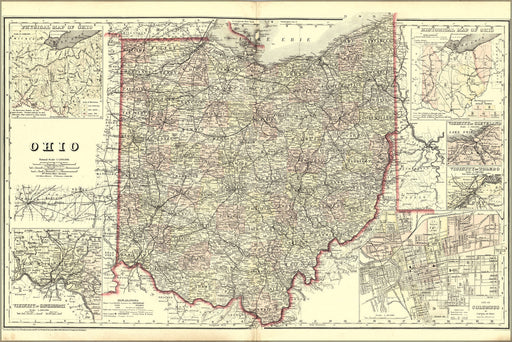 Poster, Many Sizes Available; Map Of Ohio With Insets Of Cities 1894