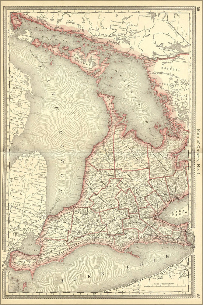 Poster, Many Sizes Available; Map Of Ontario Canada 1881