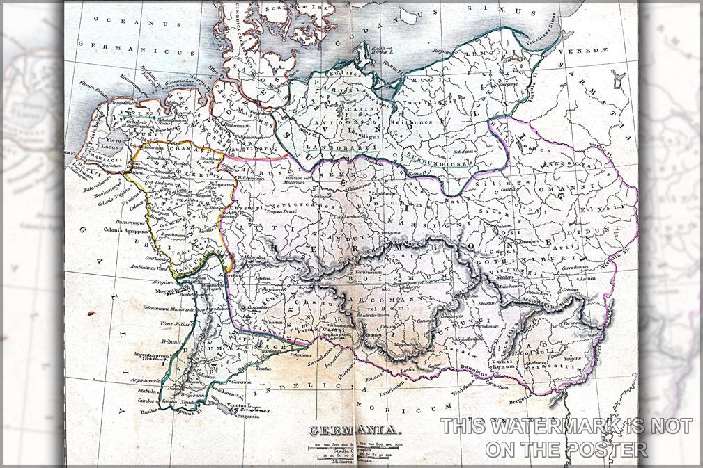 Poster, Many Sizes Available; Germania Map