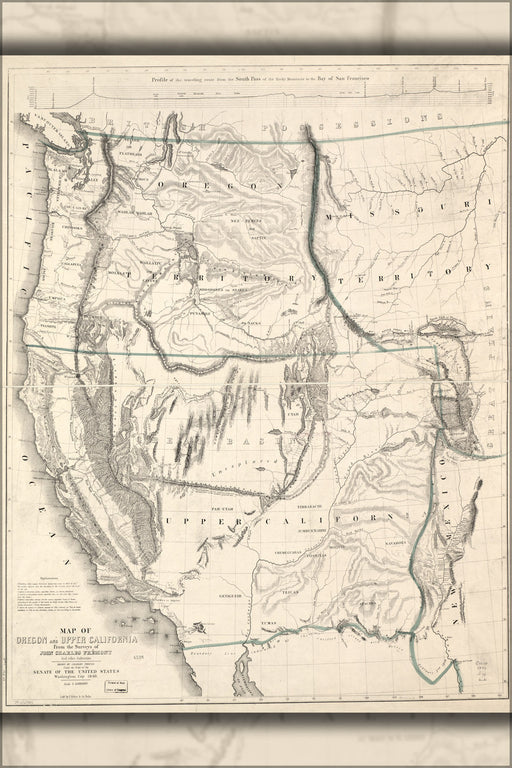 Poster, Many Sizes Available; Map Of Oregon And Upper California 1848