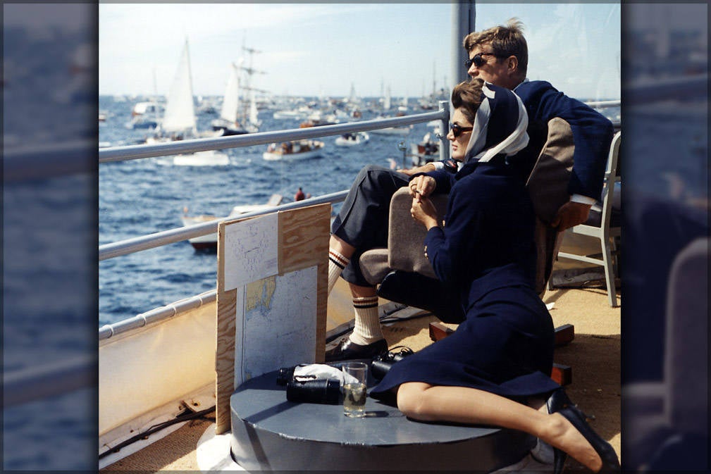 Poster, Many Sizes Available; President John F. Kennedy Watching The America&#39;S Cup Race. Mrs. Kennedy, President Kennedy, Others. Off Newpor