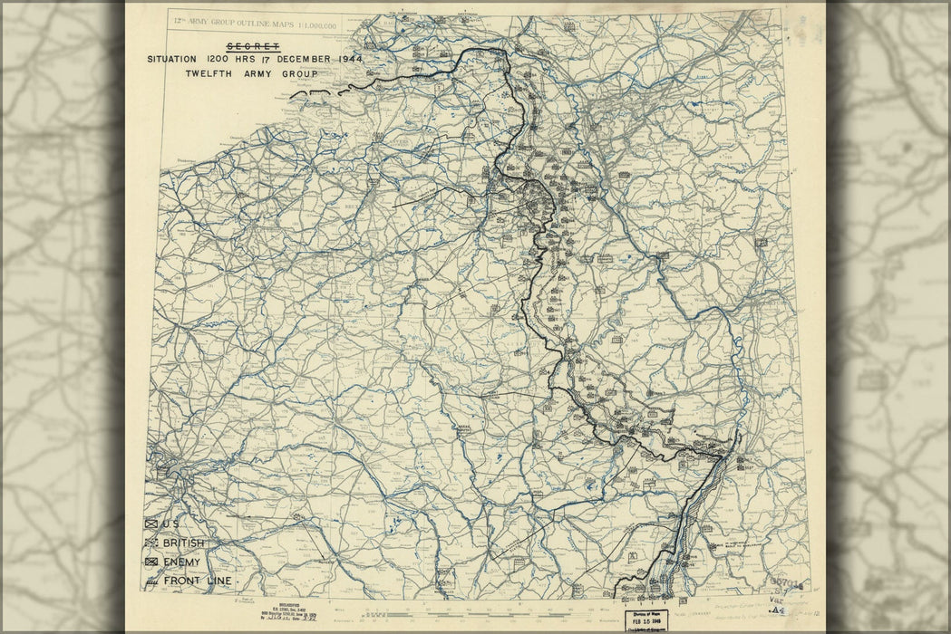 Poster, Many Sizes Available; Map Dec 17, 1944 Battle Of The Bulge