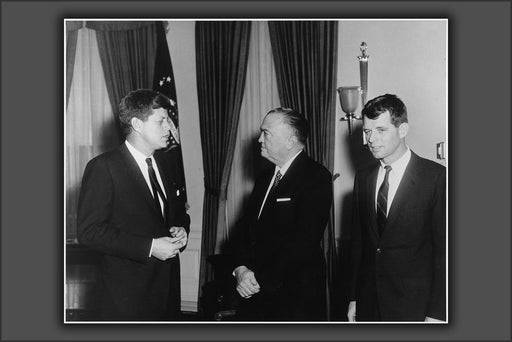 Poster, Many Sizes Available; President John F. Kennedy, J. Edgar Hoover, Robert F. Kennedy. White House 1961