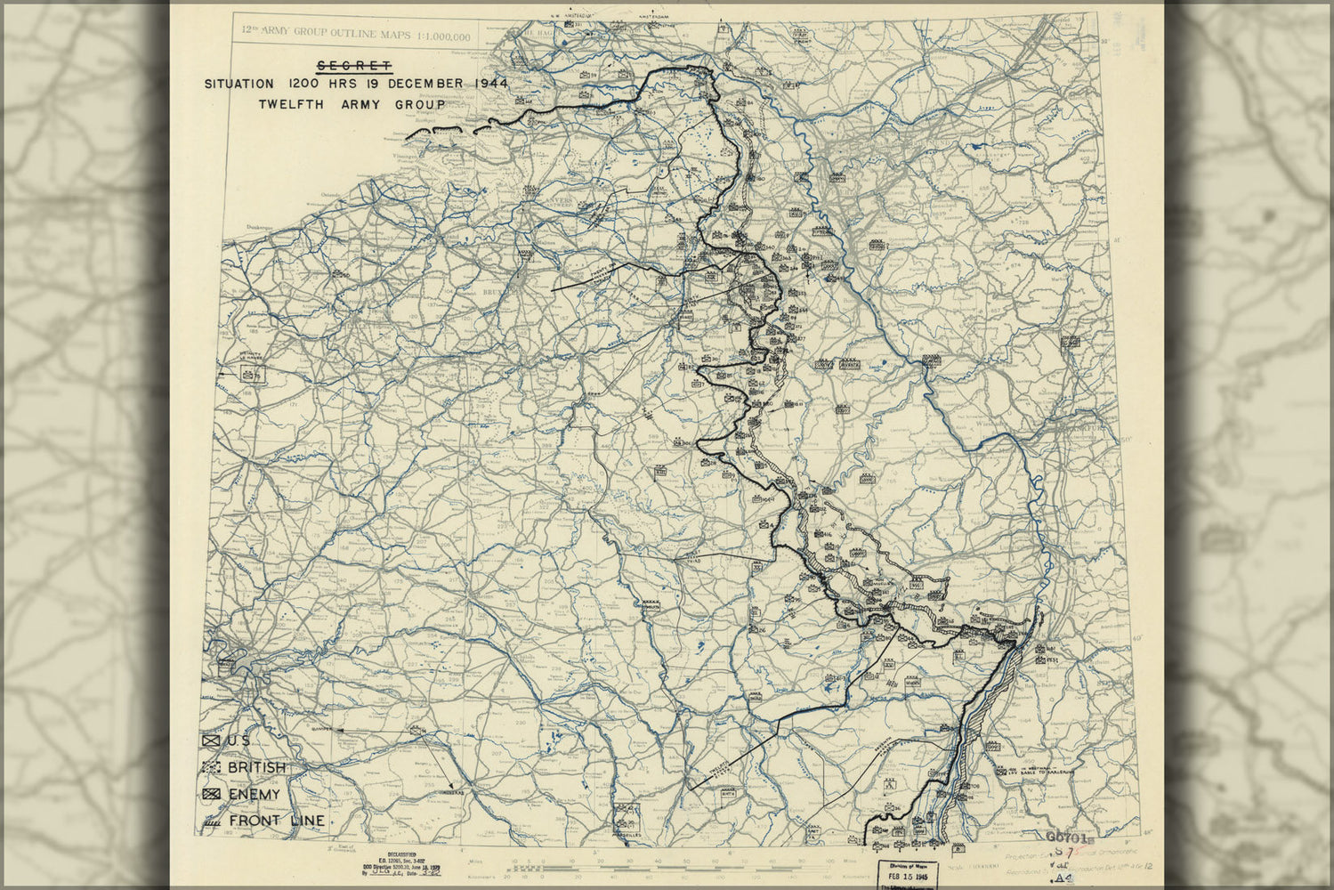 Poster, Many Sizes Available; Map Dec 19, 1944 Battle Of The Bulge