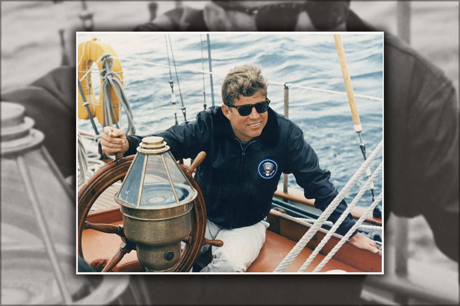 Poster, Many Sizes Available; President Kennedy Vacations In Maine. At The Wheel Of The Us Coast Guard Yacht Manitou