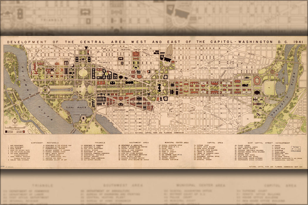 Poster, Many Sizes Available; Map Of Development Of Washington D.C. 1941