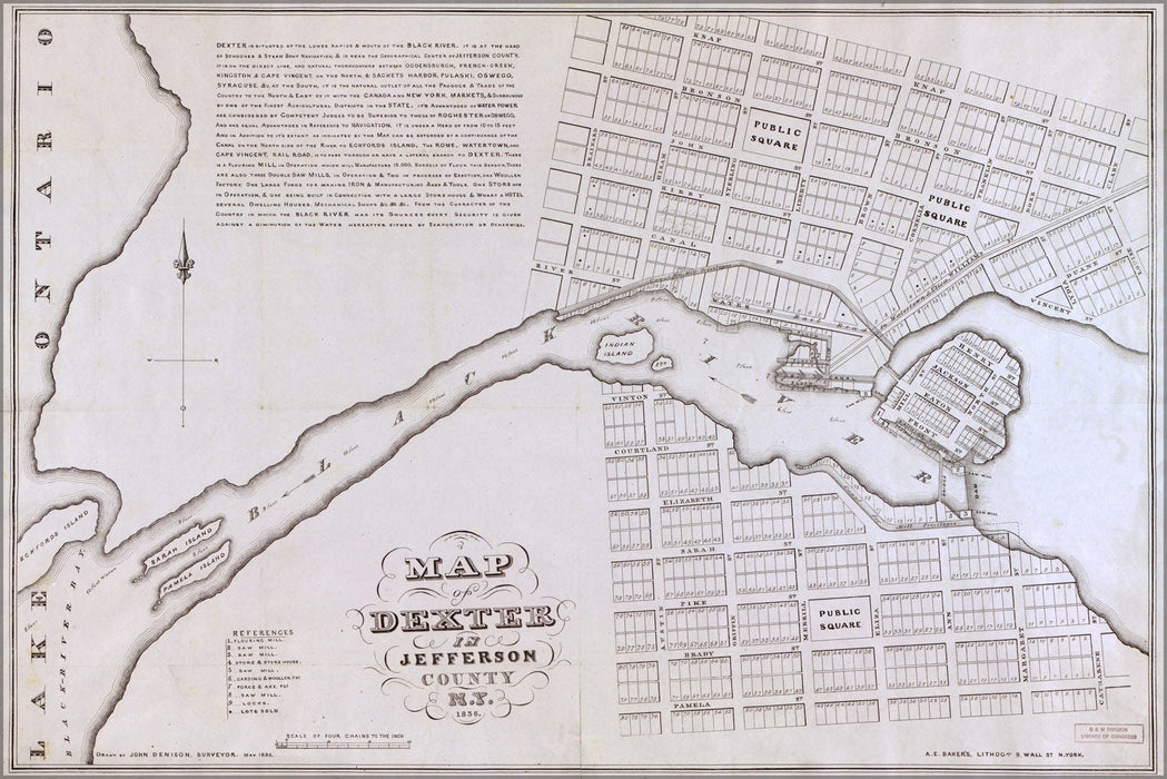 Poster, Many Sizes Available; Map Of Dexter New York State 1836