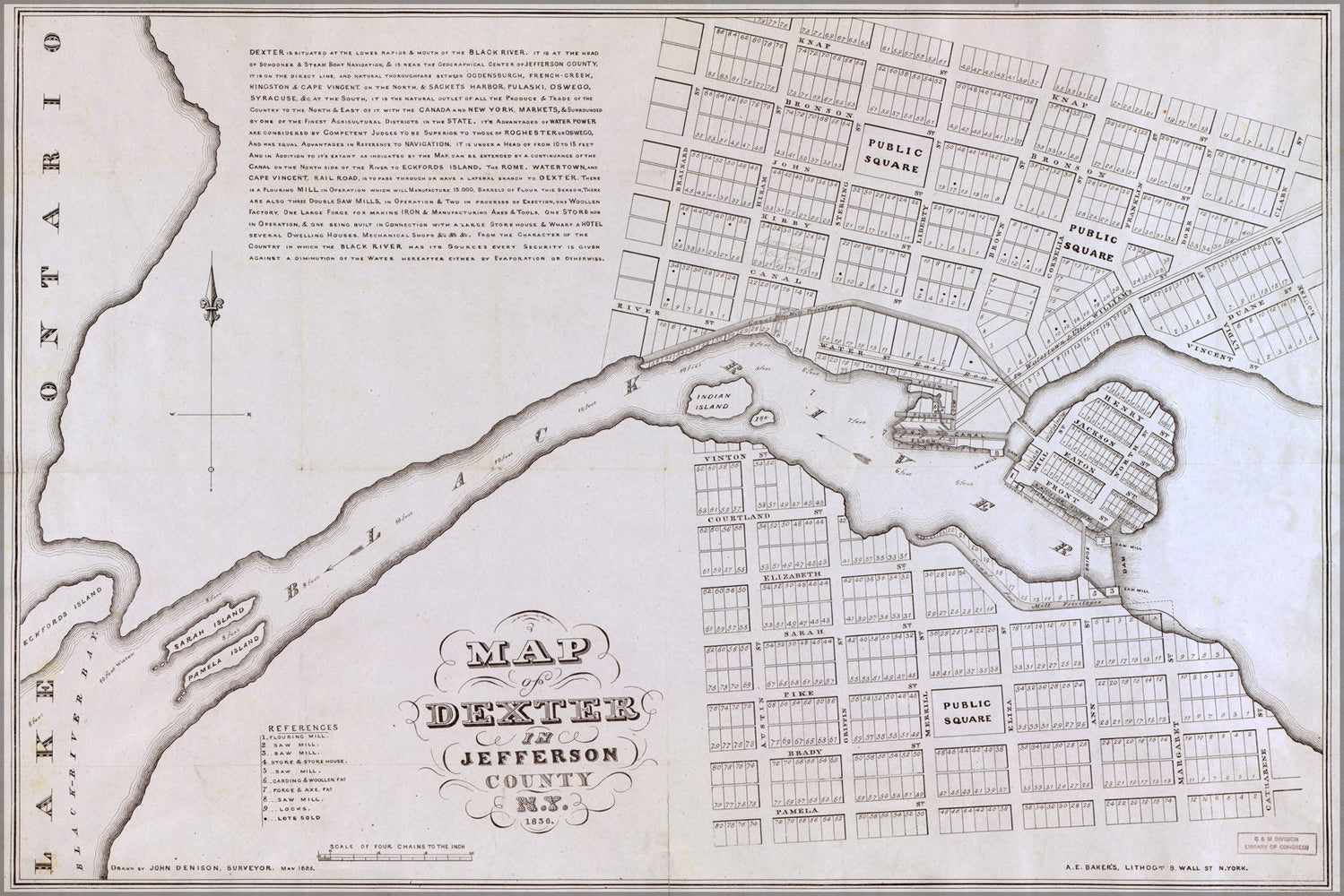 Poster, Many Sizes Available; Map Of Dexter New York State 1836