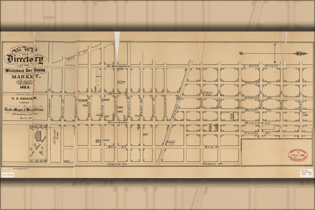 Poster, Many Sizes Available; Map Directory Wholesale Market New York City 1883