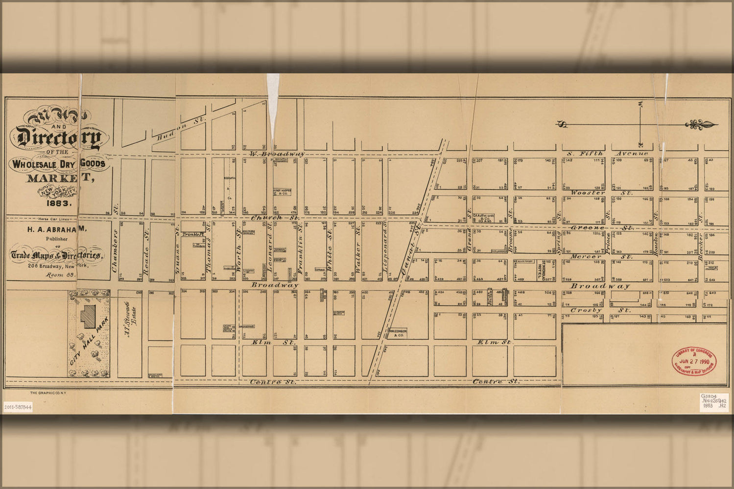 Poster, Many Sizes Available; Map Directory Wholesale Market New York City 1883