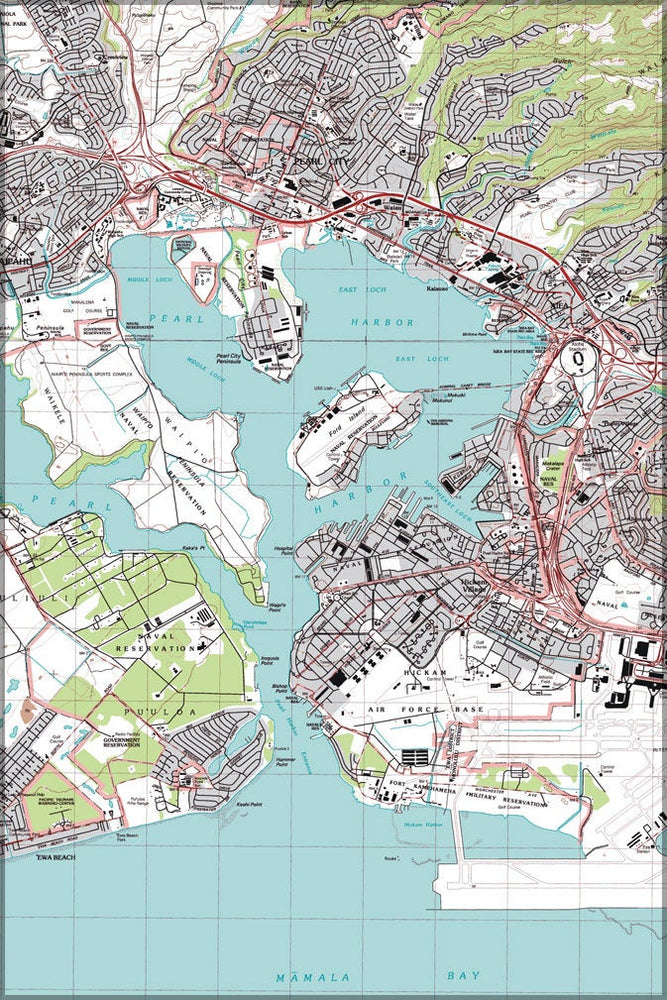 Poster, Many Sizes Available; Topographic Map Of Pearl Harbor