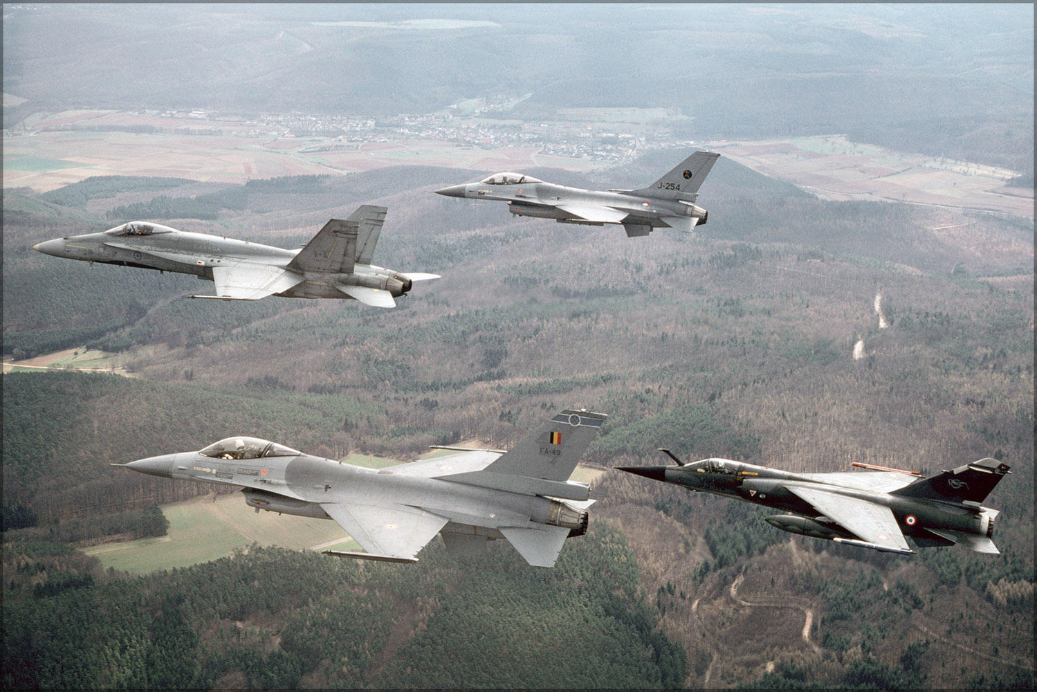 Poster, Many Sizes Available; Cf-18A Hornet F-18 F-16A Fighting Falcon, F-16, Mirage F.1Cr 1987