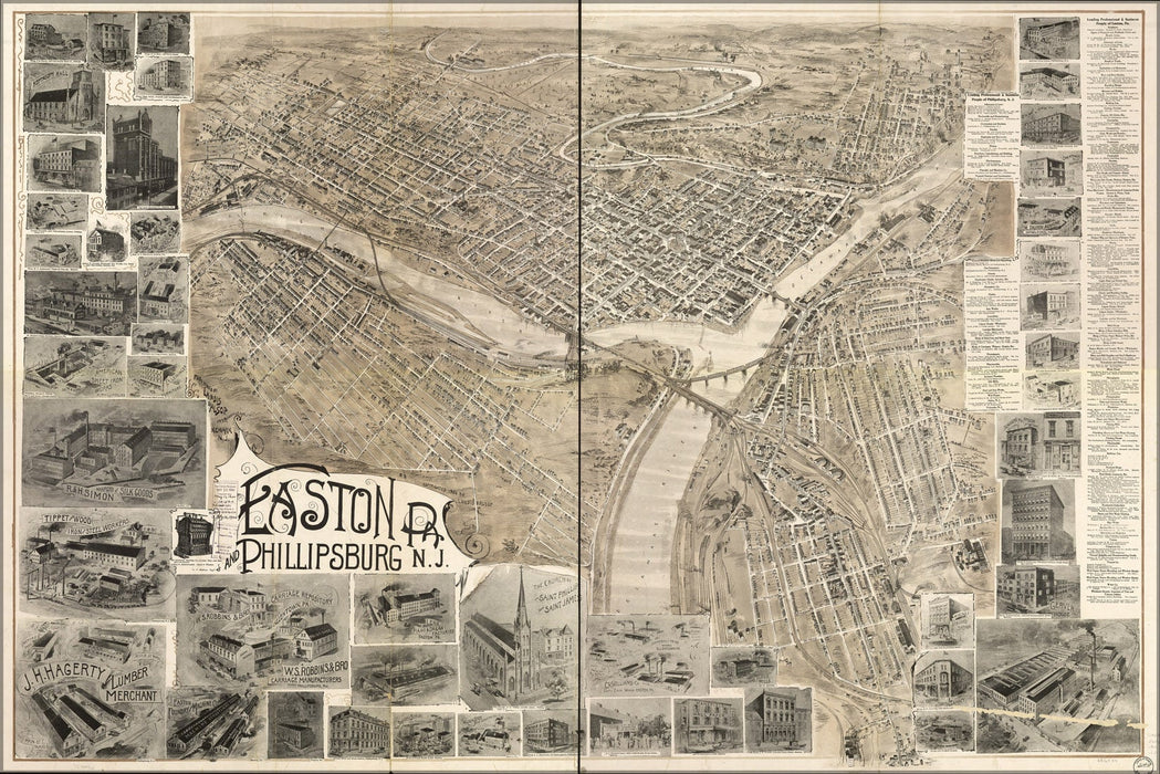 Poster, Many Sizes Available; Map Easton Pennsylvania Phillipsburg Nj 1900