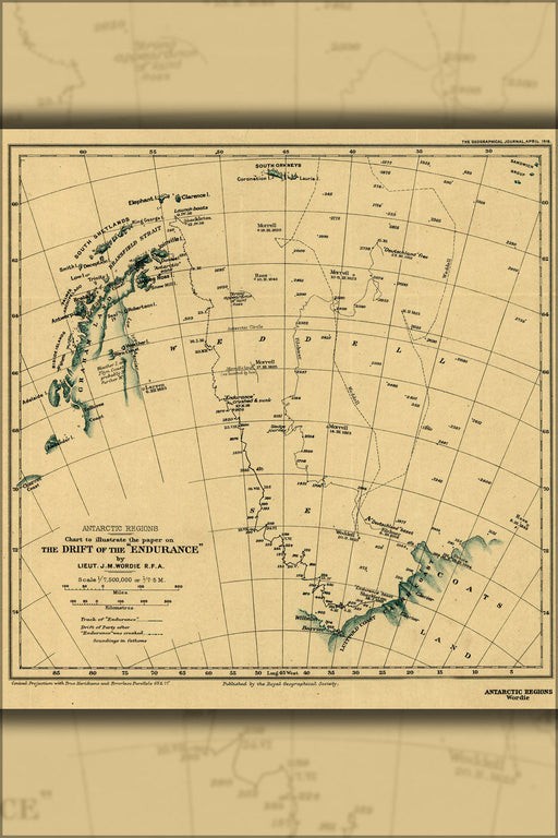 Poster, Many Sizes Available; Map Ernest Shackletons Endurance 1918 Antarctica