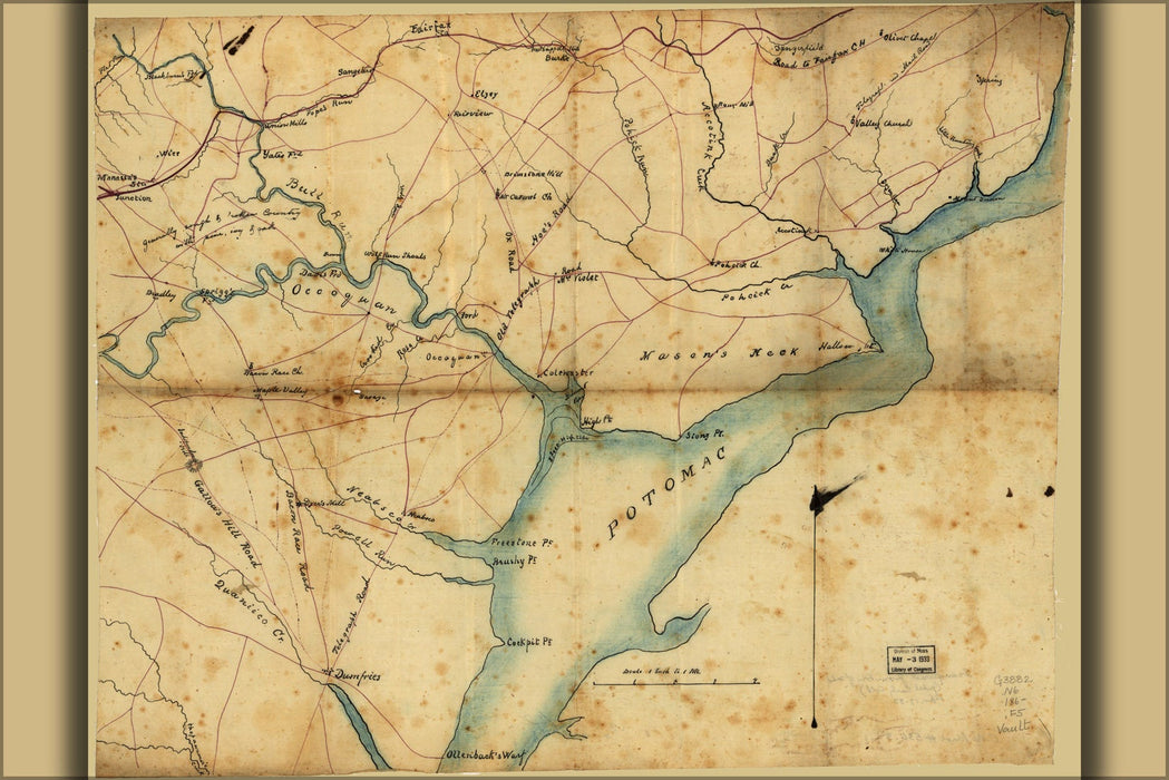 Poster, Many Sizes Available; Map Fairfax & Prince William Co&#39;S Virginia 1865