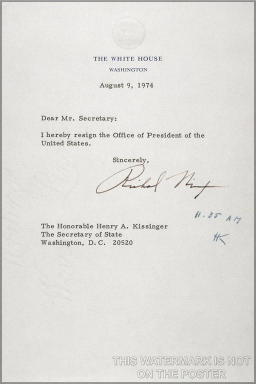 Poster, Many Sizes Available; President Richard Nixon Resignation Letter Of Richard M. Nixon, 1974