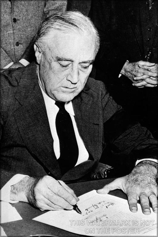 Poster, Many Sizes Available; President Roosevelt Signing The Declaration Of War Against Japan