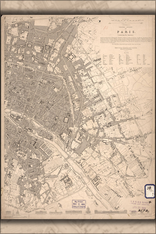 Poster, Many Sizes Available; Map Of Eastern Paris 1833