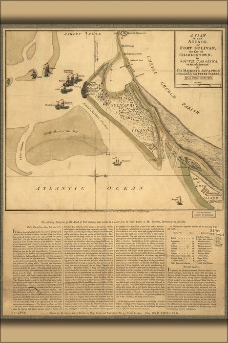 Poster, Many Sizes Available; Map Fort Sulivan Charleston South Carolina P2