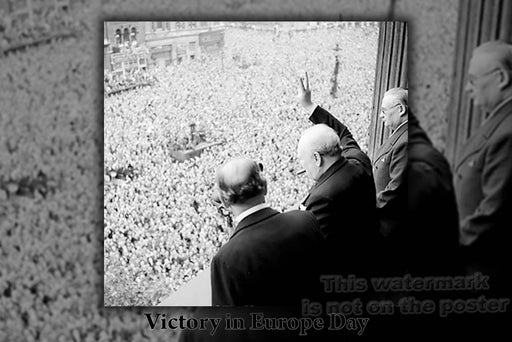 Poster, Many Sizes Available; Prime Minister Winston Churchill Gives The Victory Sign To Crowds In London On Victory In Europe Day