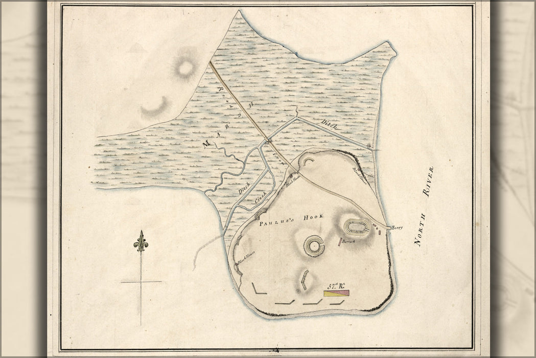 Poster, Many Sizes Available; Map Of Paulus Hook Fortifications New Jersey 1778