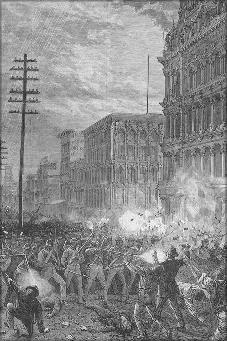 Poster, Many Sizes Available; Maryland National Guard Sixth Regiment Fighting Its Way Through Baltimore, Maryland Great Railroad Strike Of 1