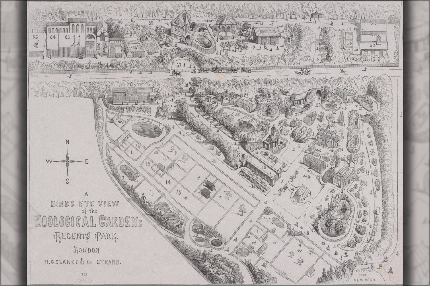 Poster, Many Sizes Available; A Bird&#39;S Eye View Of The Zoological Gardens, Regent&#39;S Park