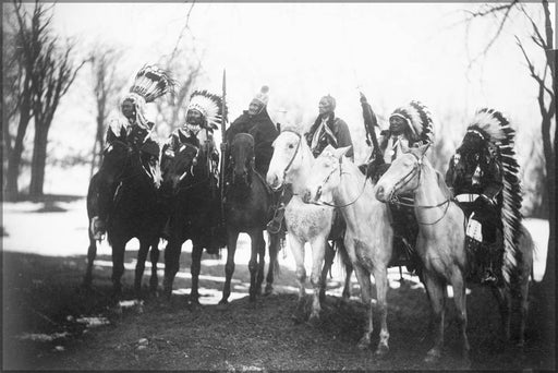 Poster, Many Sizes Available; Tribal Leaders (L To R) Little Plume (Piegan), Buckskin Charley (Ute), Geronimo (Chiricahua Apache), Quanah Pa