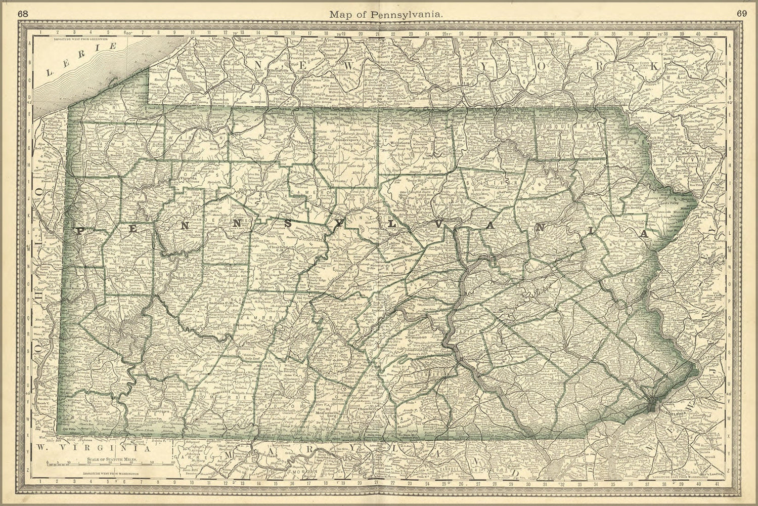 Poster, Many Sizes Available; Map Of Pennsylvania 1881