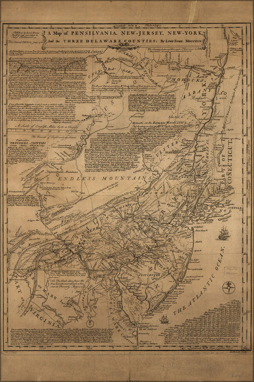 Poster, Many Sizes Available; Map Of Pennsylvania New Jersey York Delaware 1752